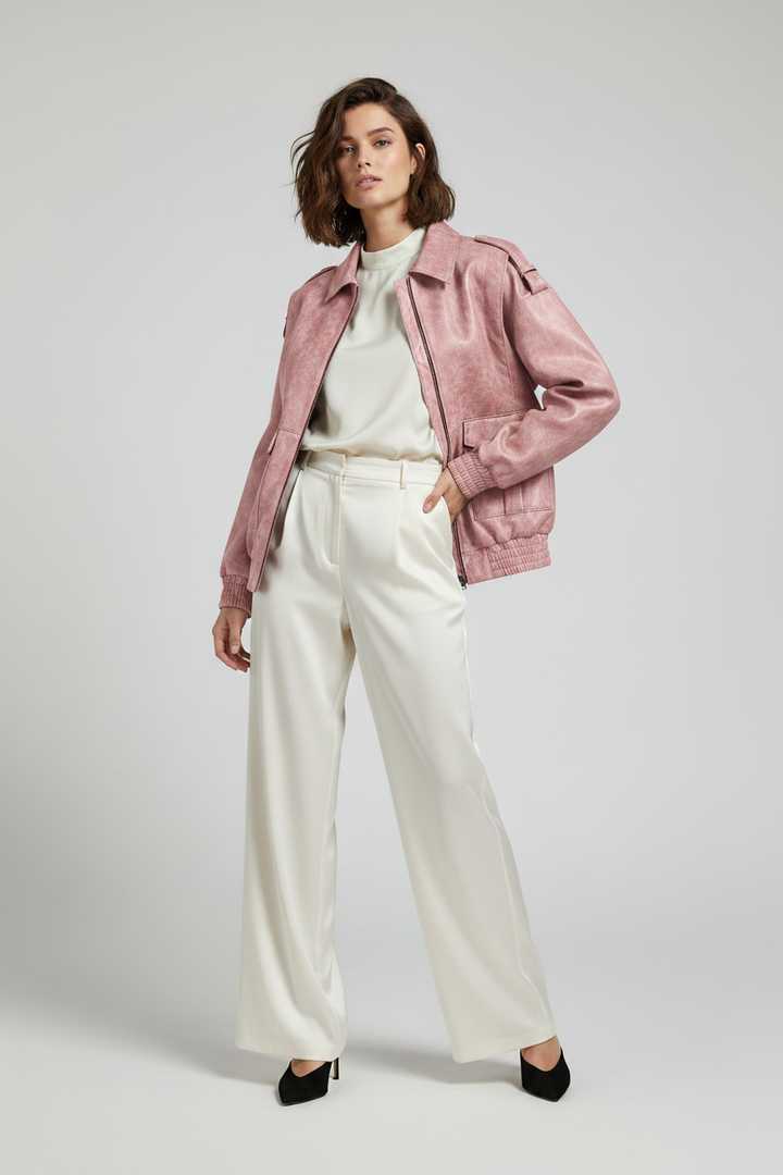FLORENCE - Distressed She - pink jacket quiet luxury studio