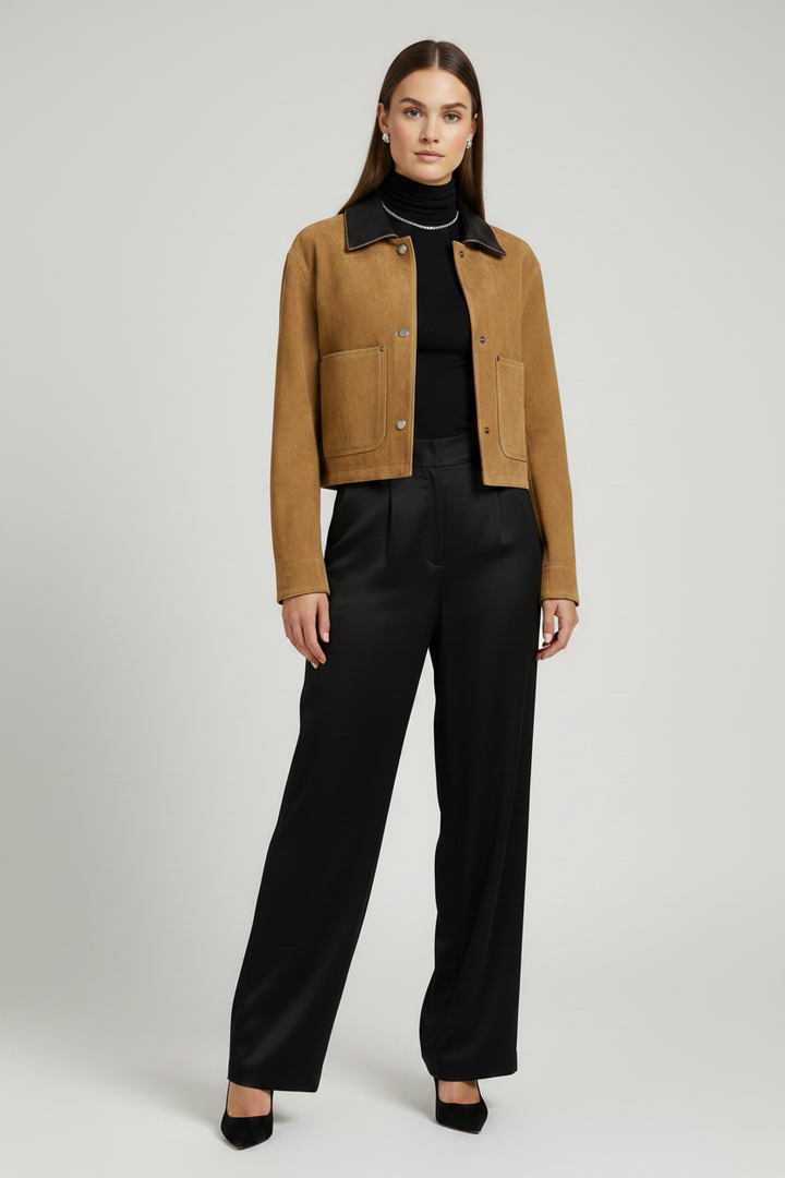 FRANCOISE - Suede Leather Jacket - classic elegant refined