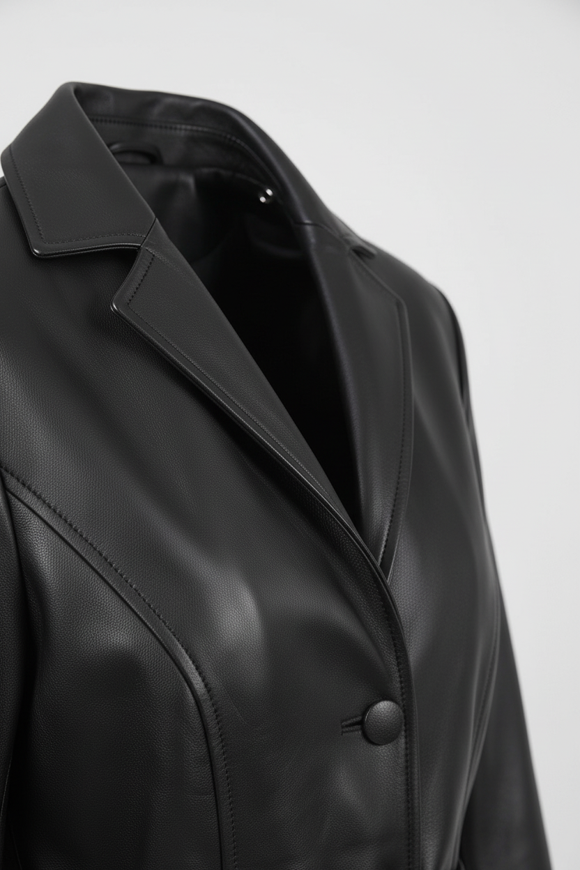 FRANKIE - Belted Long Lea - detailed collar neckline texture