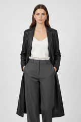 FRANKIE - Belted Long Leather Trench Coat