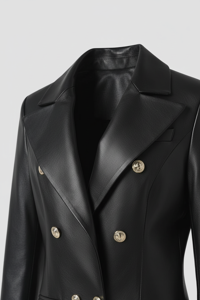 Freya - Suit Collar Leath - Close-up, Suit collar, Leather texture, Detailed stitching