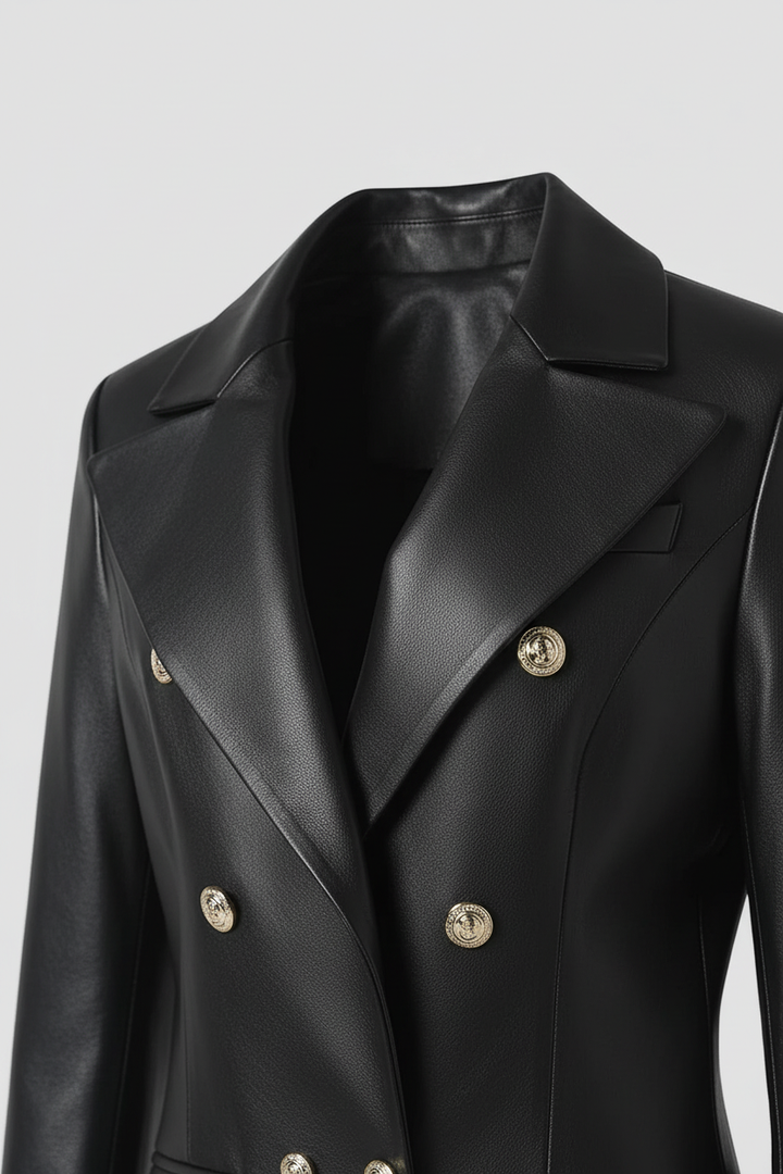 Freya - Suit Collar Leath - Close-up, Suit collar, Leather texture, Detailed stitching