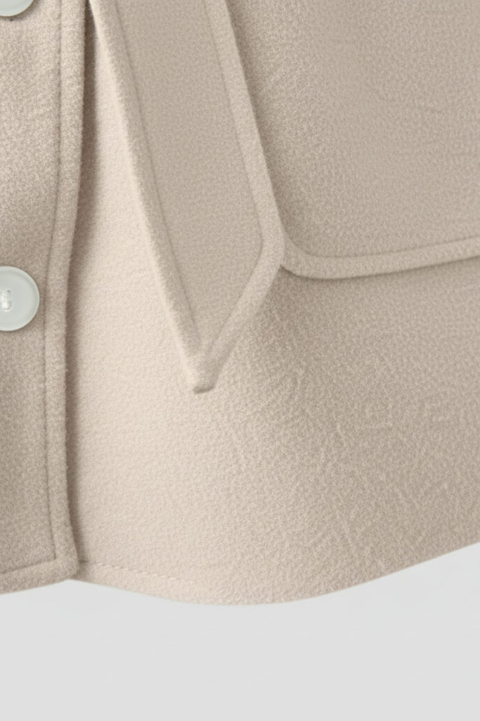 Model styling ELENZGA Wool Blend Long Coat for an elegant, minimalist winter look