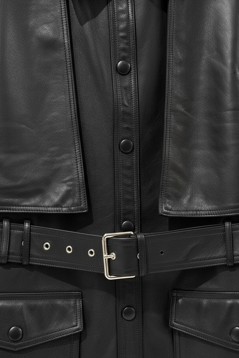 GENEVIEVE - Mid-Length Be - Front closure buttons zipper texture