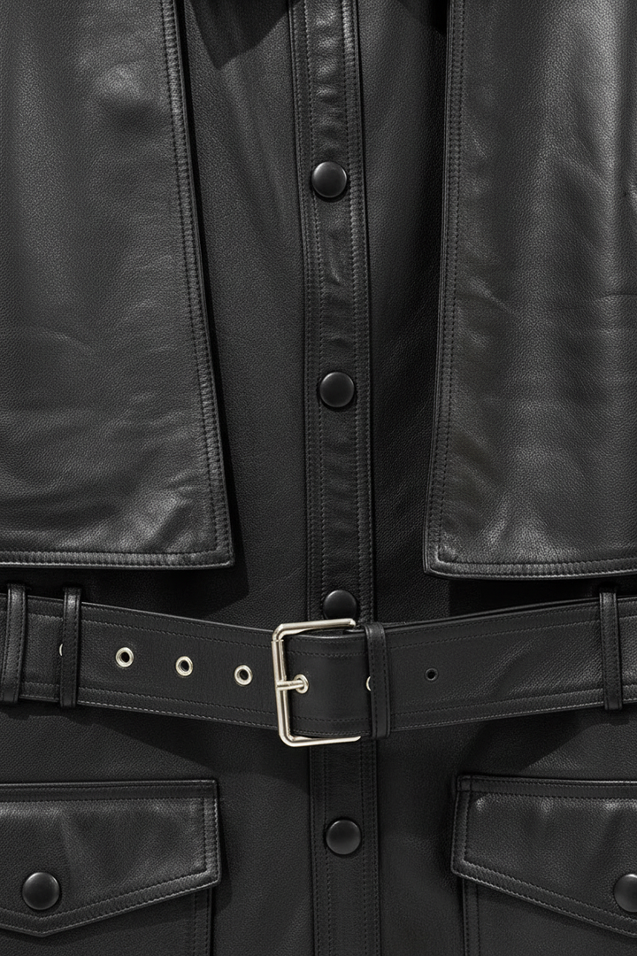 GENEVIEVE - Mid-Length Be - Front closure buttons zipper texture