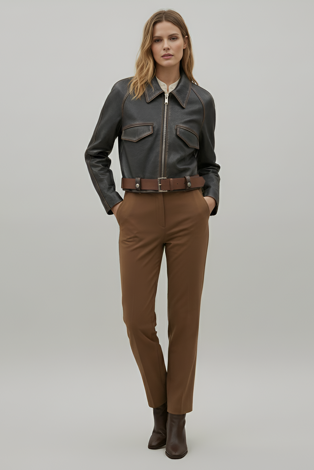 GREER - Belted Distressed - denim luxury studio