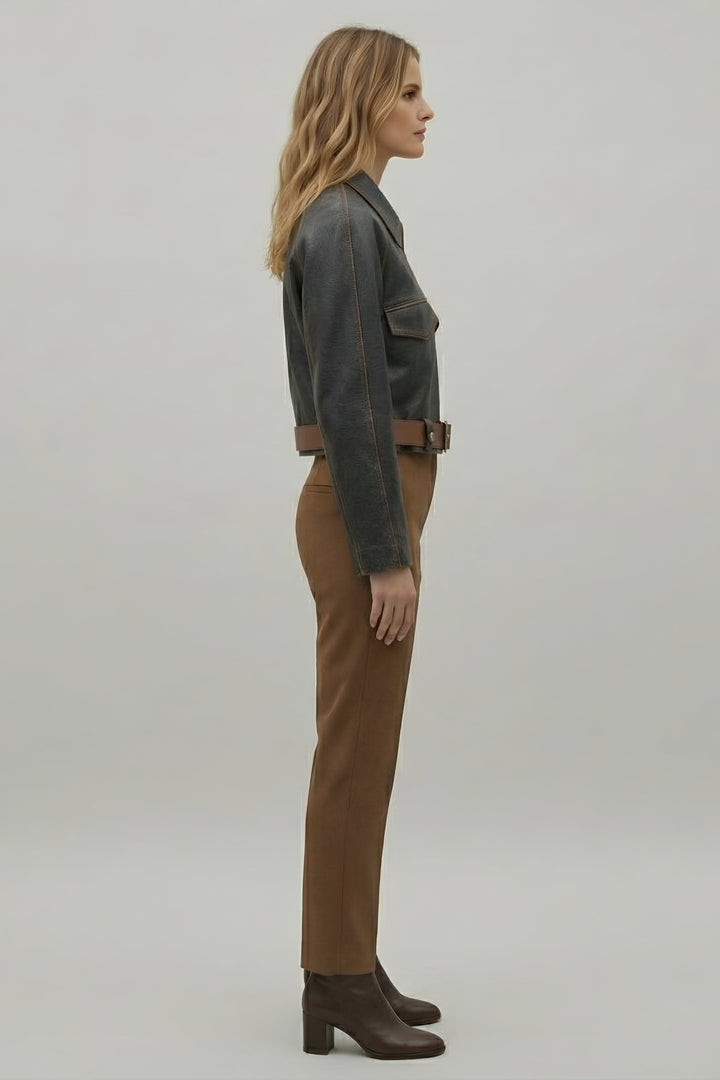 GREER - Belted Distressed - women's denim studio luxury