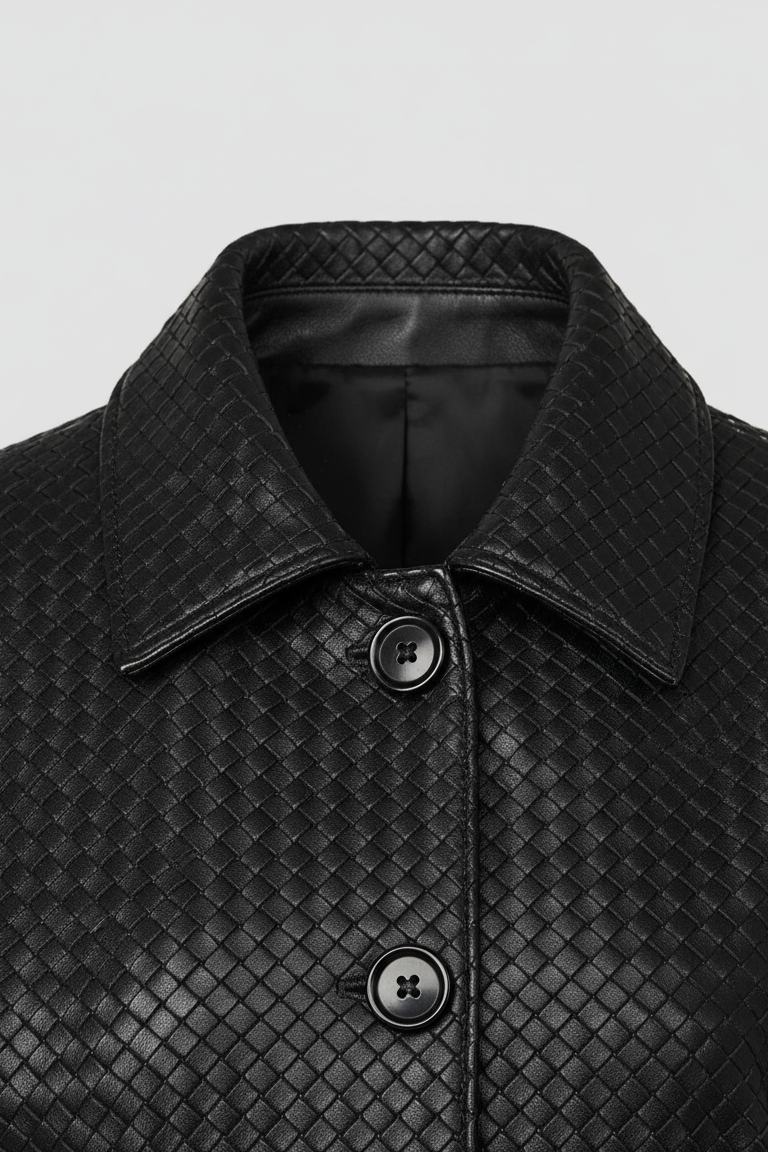 HARLOW - Knitted Sheepski - luxury collar stitching texture