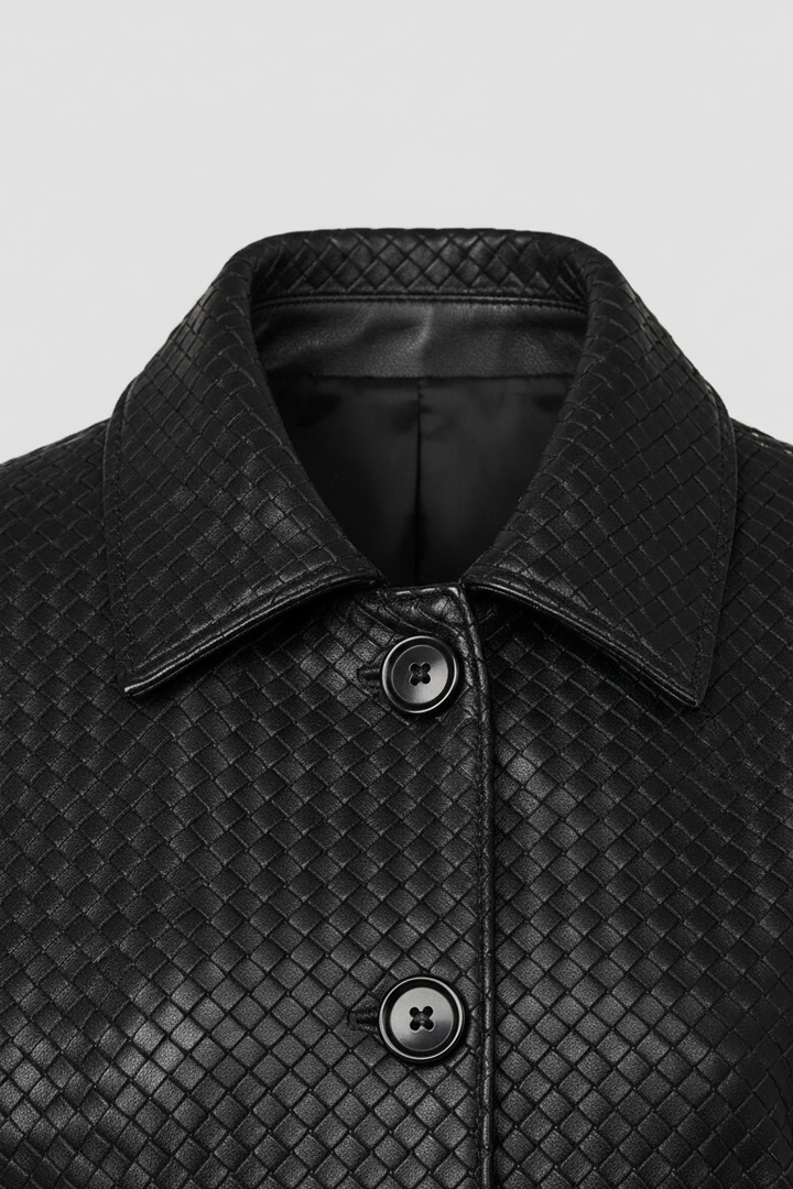HARLOW - Knitted Sheepski - luxury collar stitching texture