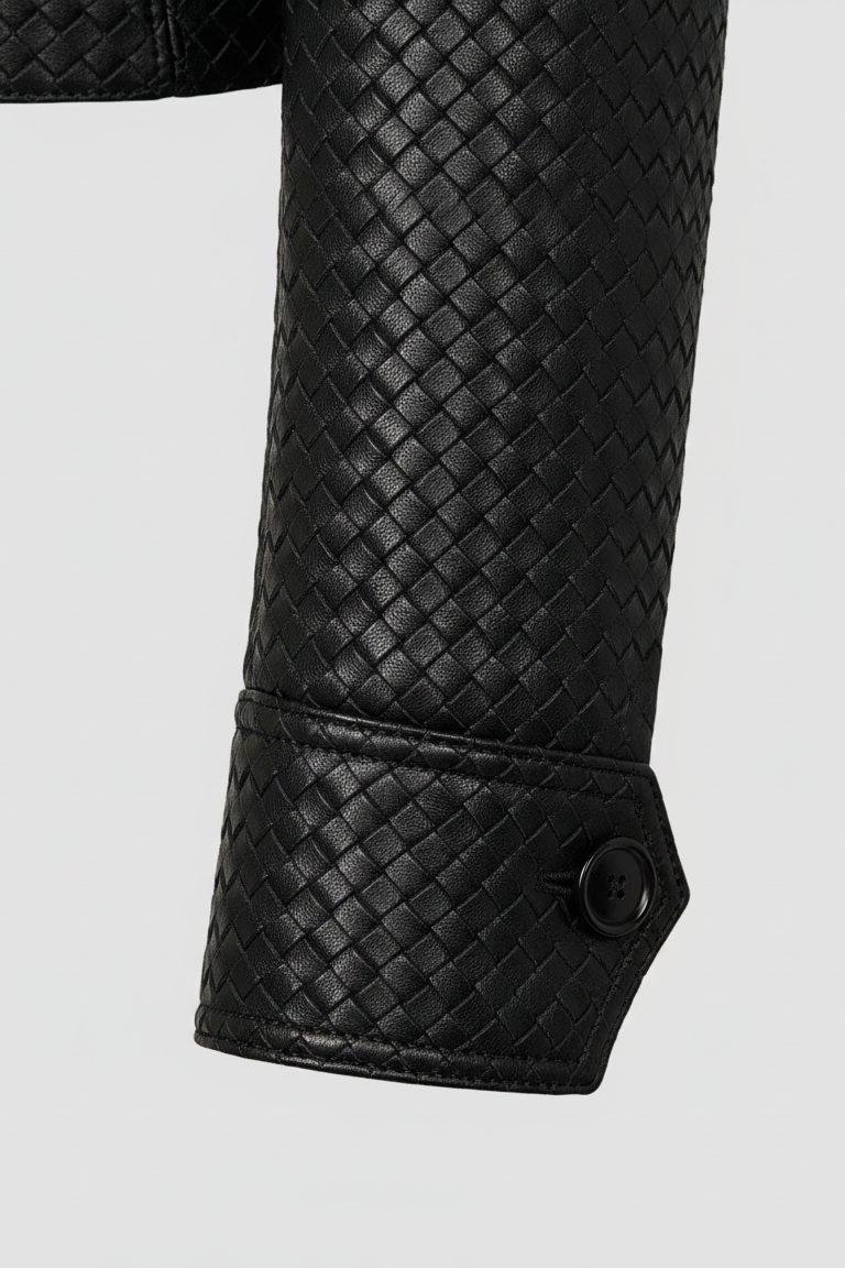 HARLOW - Knitted Sheepski - sleeve close-up, knitted texture, luxury detail