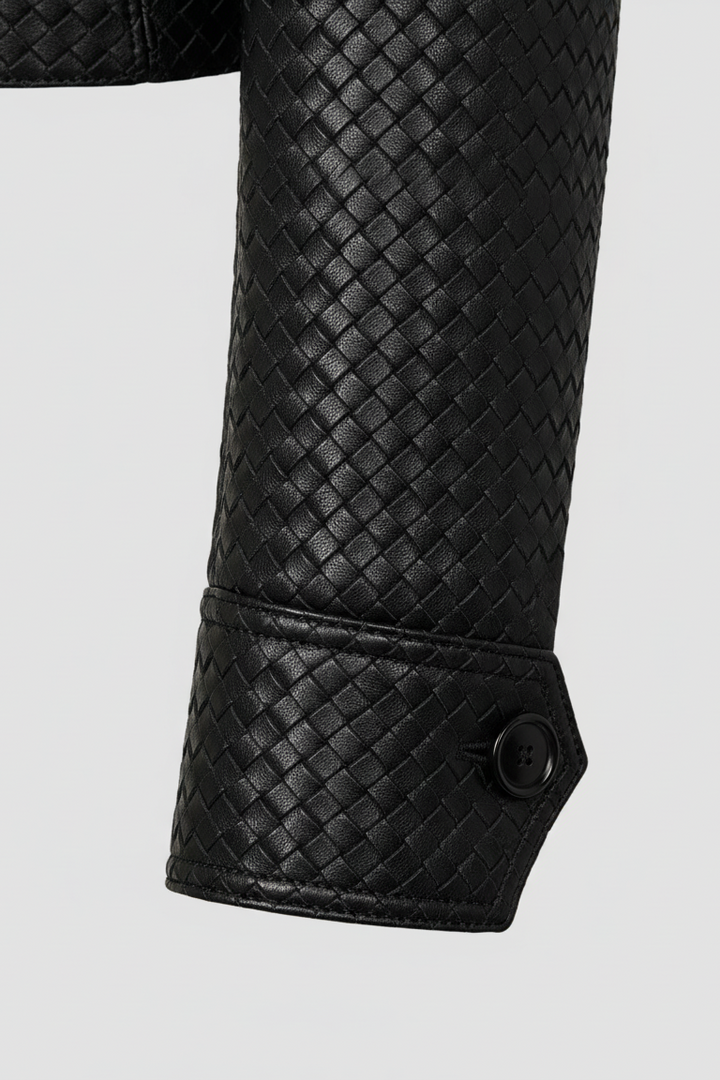 HARLOW - Knitted Sheepski - sleeve close-up, knitted texture, luxury detail
