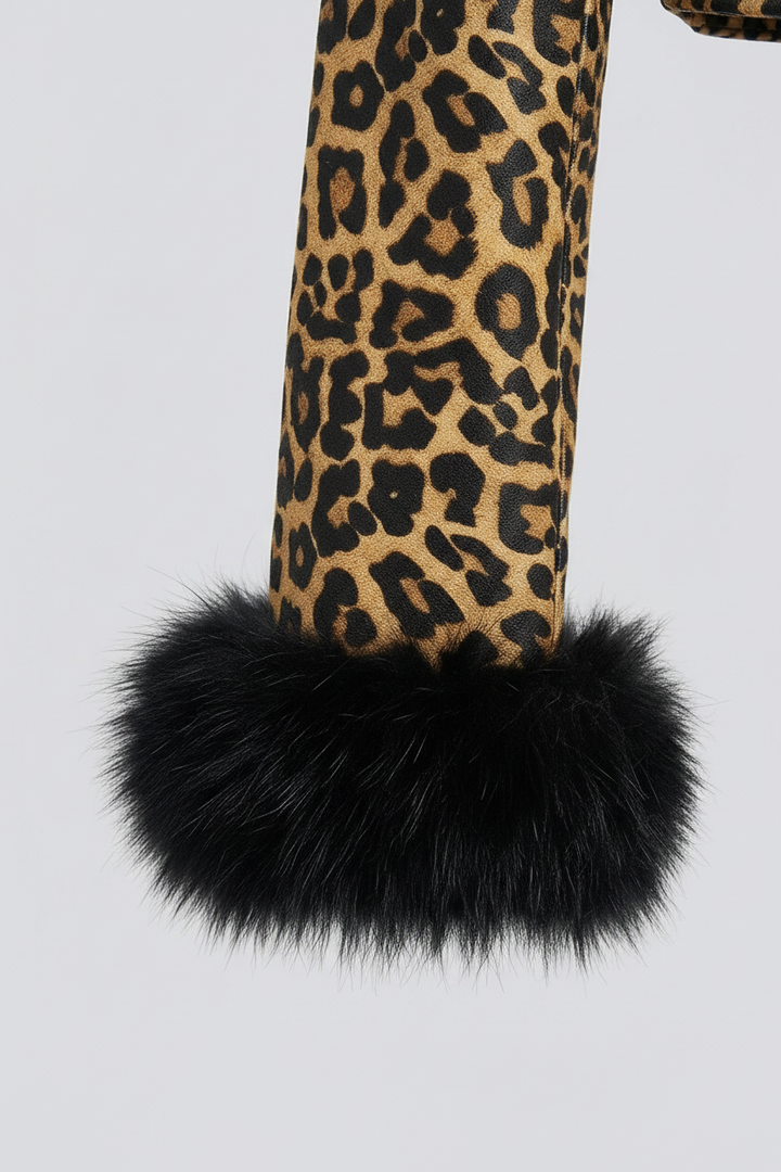 HARLOW - Leopard Leather - sleeve cuff texture stitching