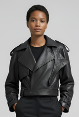 HARMONY - Cropped Vintage Sheepskin Leather Jacket Classic Edition