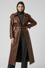 HAYES - Long Sheepskin Leather Trench Coat