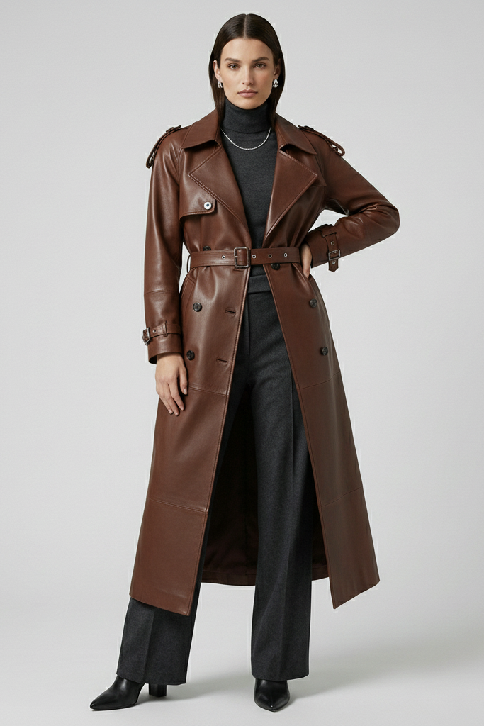 HAYES - Long Sheepskin Le - brown quiet luxury studio