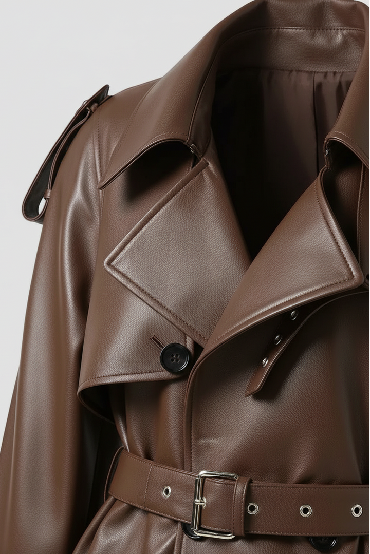 HAYES - Long Sheepskin Le - shearling collar, collar stitching, premium texture