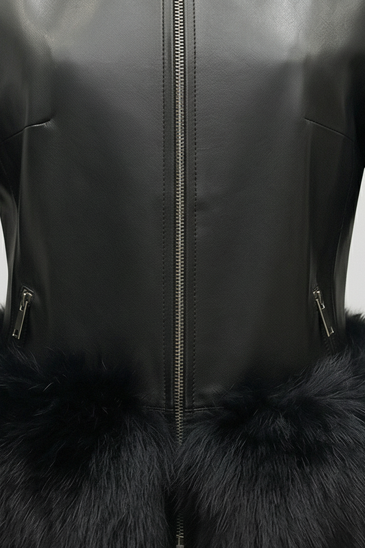 HOLLAND - Sheepskin Leath - front closure, buttons, zipper, stitching