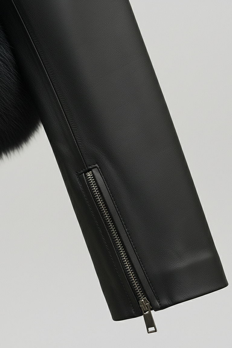HOLLAND - Sheepskin Leath - sheepskin sleeve, cuff detail, luxury texture