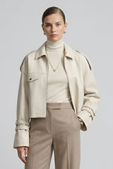 HOLLIS - Cropped Sheepskin Motorcycle Jacket Light Edition
