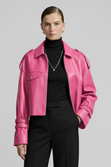 HOLLIS - Cropped Sheepskin Motorcycle Jacket Classic Edition