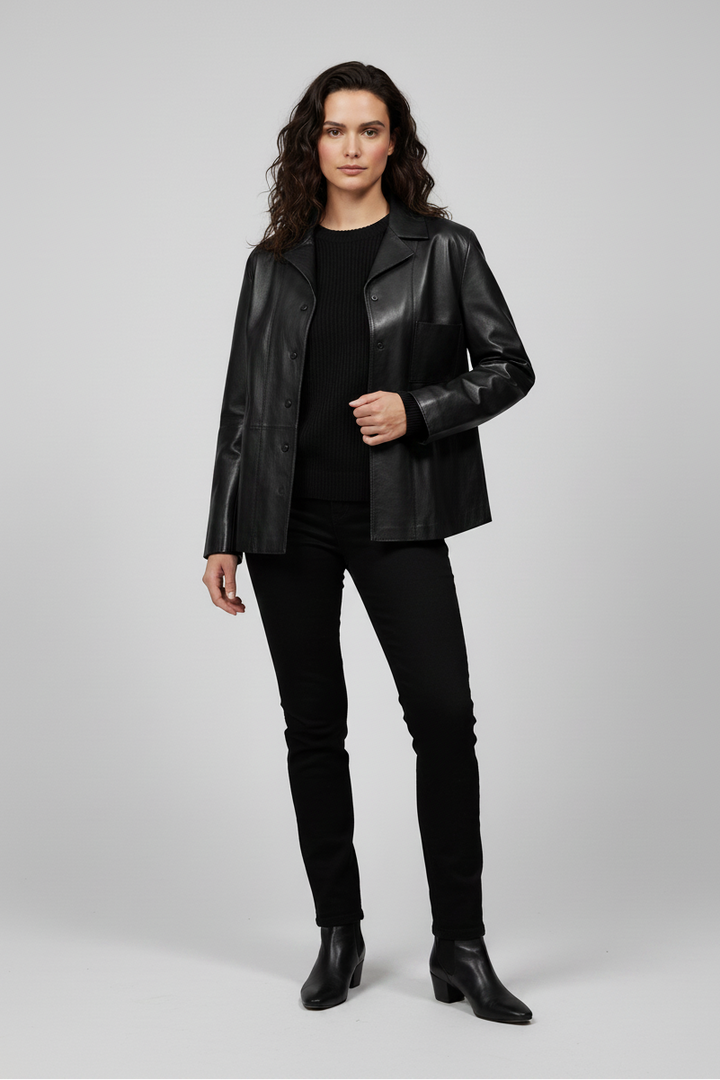 IMOGEN - Cropped Sheepskin - Black luxury shearling studio