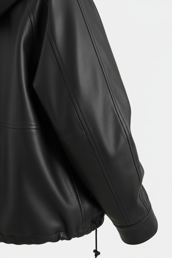 ISABELLE - HOODED SHEEPSK - sleeve detail, shearling texture, cuff stitching