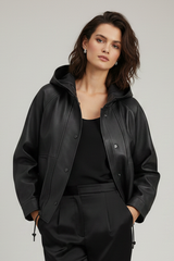 ISABELLE - Hooded Sheepskin Leather Jacket