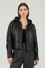 JOSETTE - Hooded Leather Jacket Cowhide