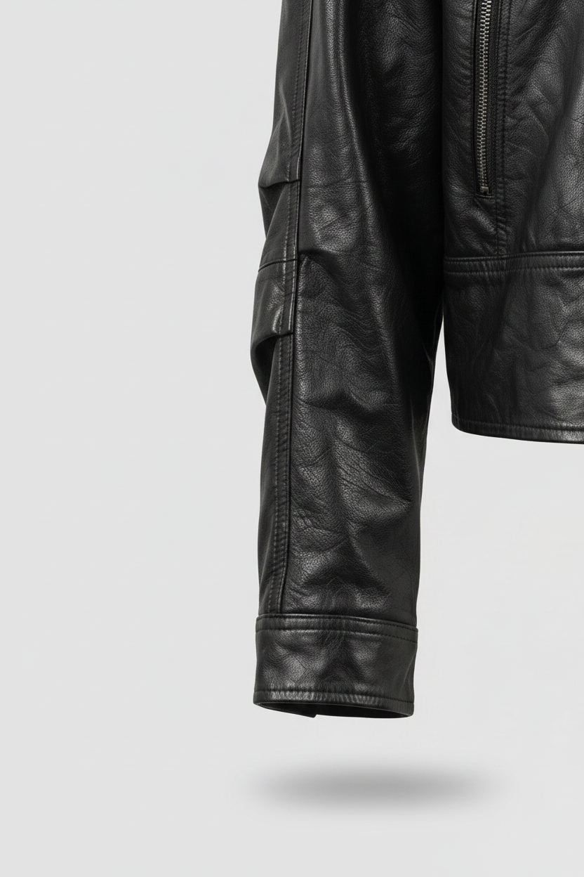 JOSETTE - HOODED LEATHER - women's luxury jacket sleeve cuff shot