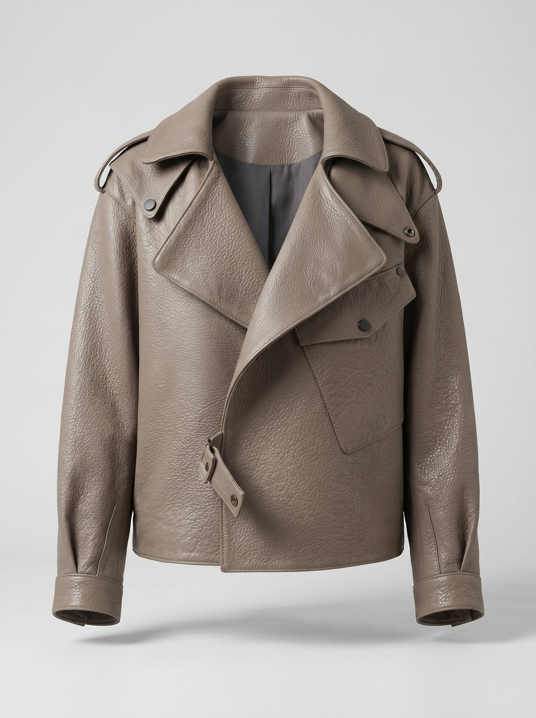 PIPPA - Khaki Bubble Sheepskin Leather Bomber Jacket - on model, front view