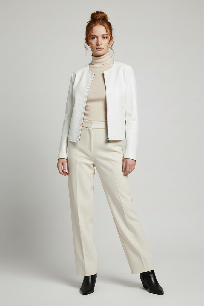 KENNA - Luxurious Round-Neck - female model, front shot, full body, elegant
