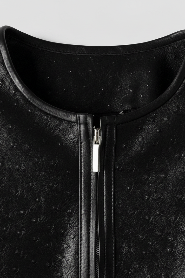 KENNA - Luxurious Round-N - coat collar, detailed stitching, fabric texture
