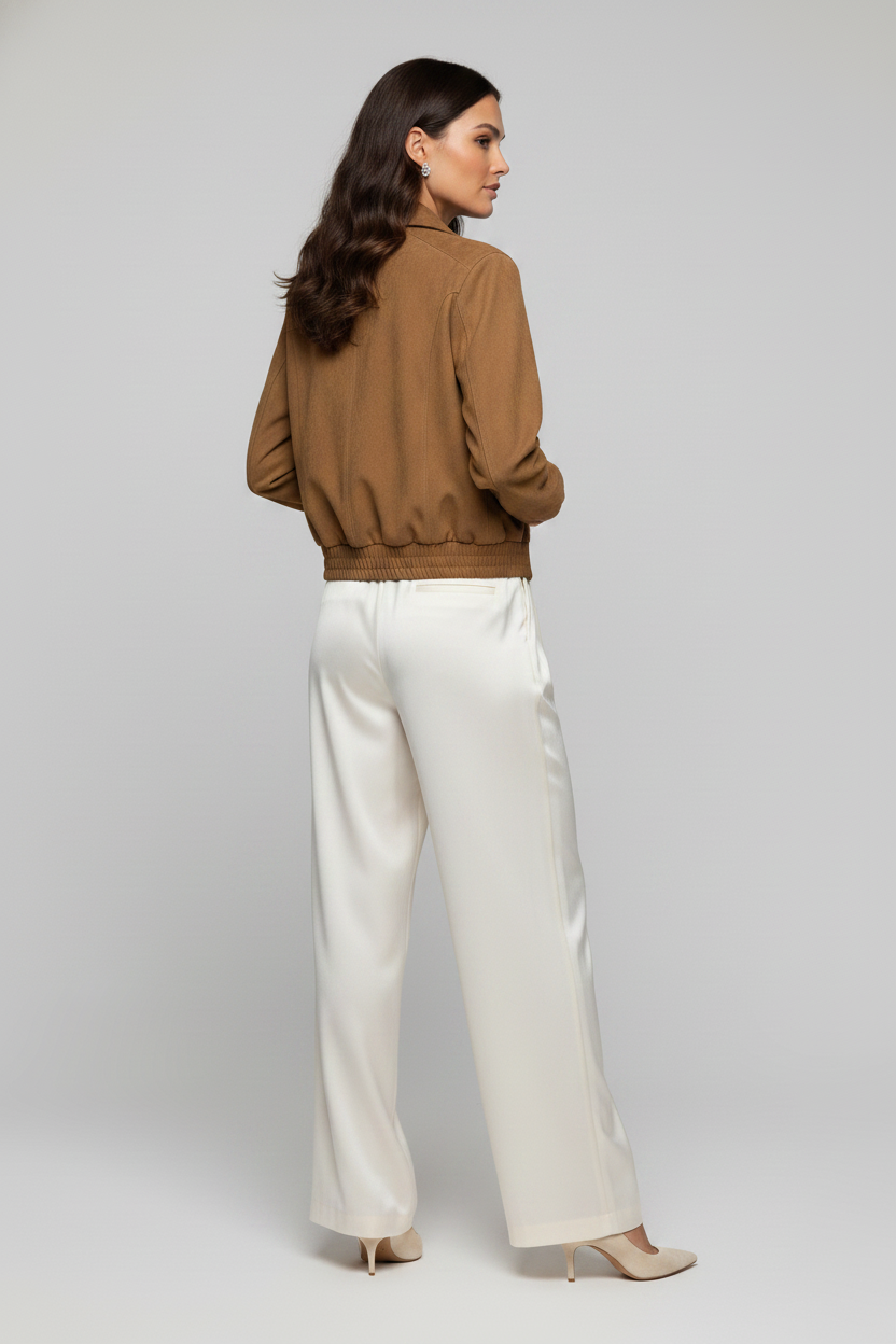KINSLEY - Suede Leather Bomber - suede, zippers detail, luxury texture
