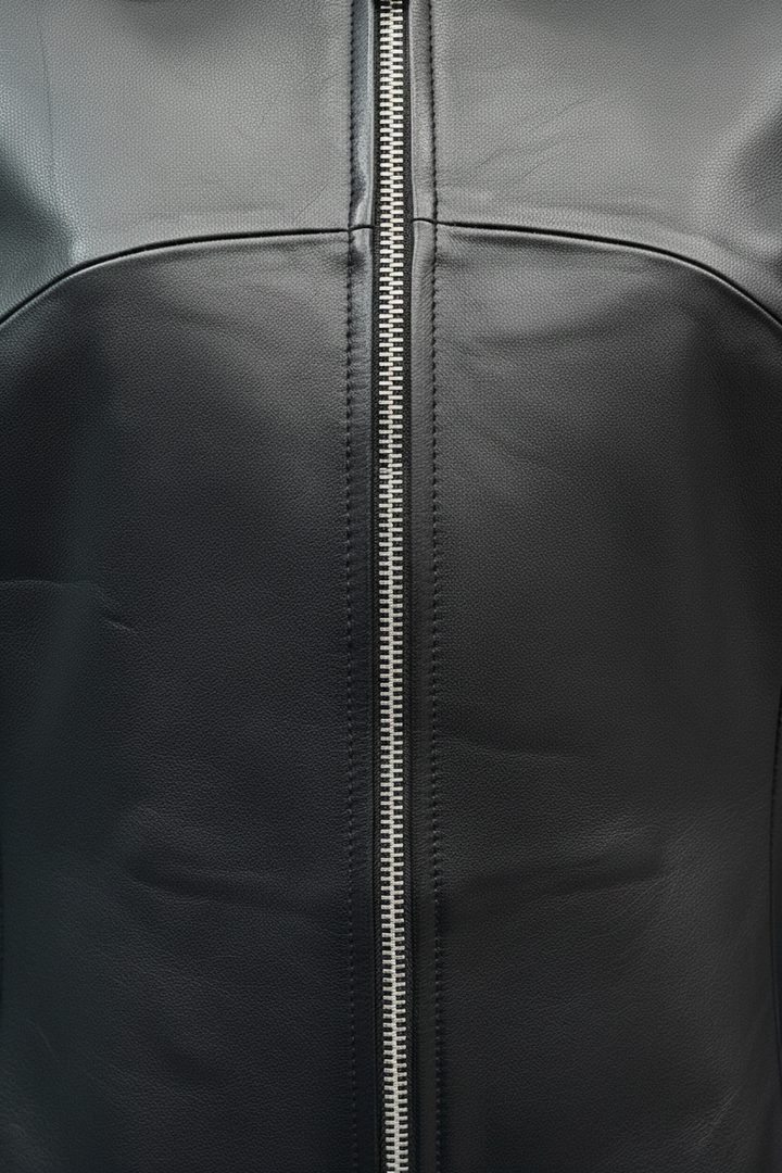 LANCASTER - CROPPED SHEEPSKIN - front closure, zipper, stitching