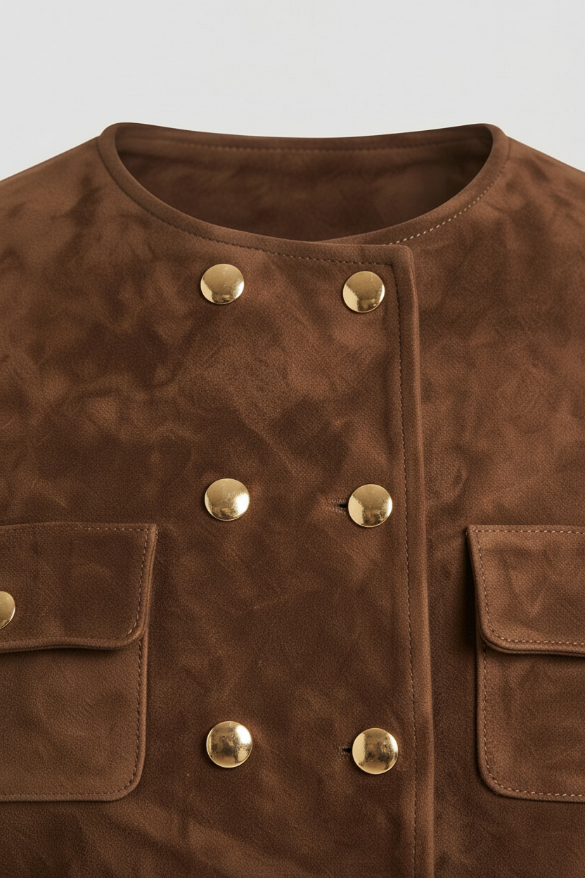 MARGAUX - Double-Breasted - close-up collar texture stitching