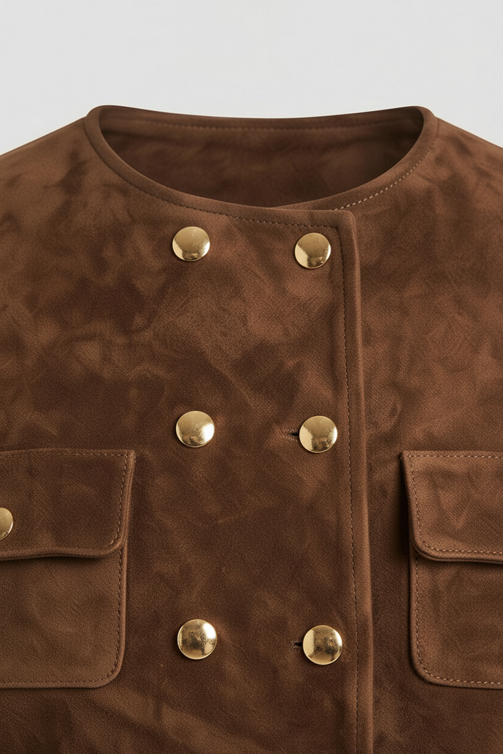 MARGAUX - Double-Breasted - close-up collar texture stitching