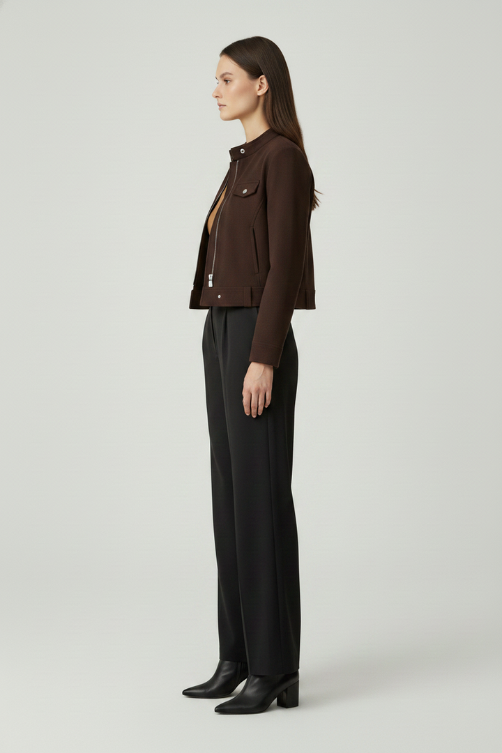 MARGOT - Cropped Sheepski - dark brown luxury studio