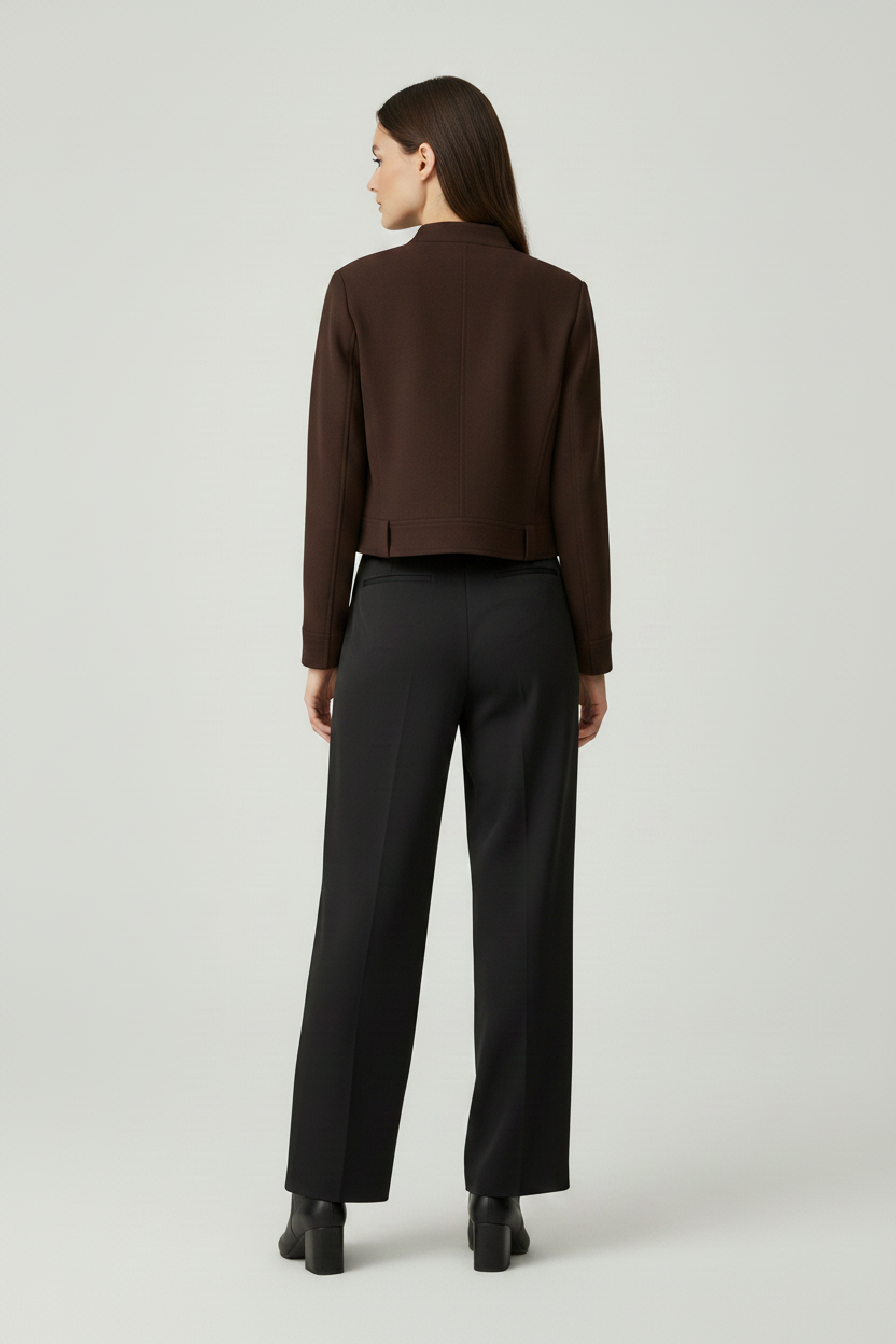 MARGOT - Cropped Sheepski - dark brown sheepskin jacket quiet luxury