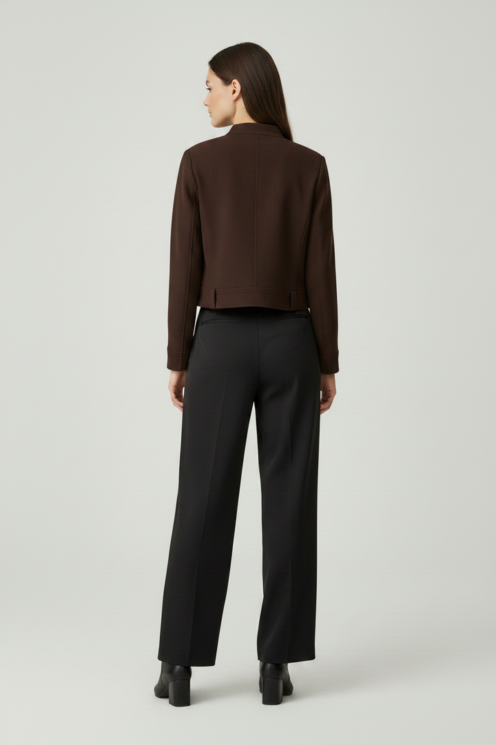 MARGOT - Cropped Sheepski - dark brown sheepskin jacket quiet luxury