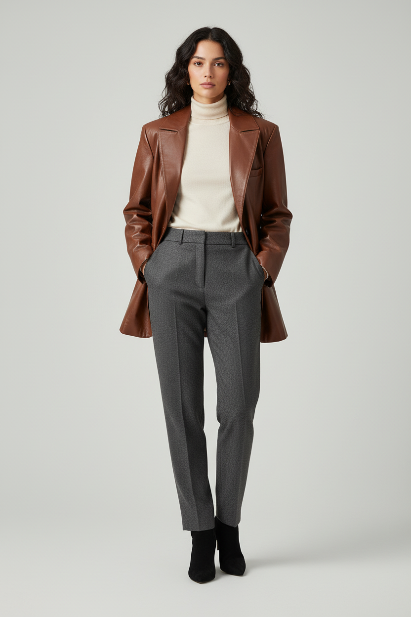 MARGOT - Vegetable-Tanned - oversized rich cognac leather blazer
