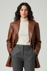 MARGOT - Vegetable-Tanned Leather Jacket with Shoulder Pads