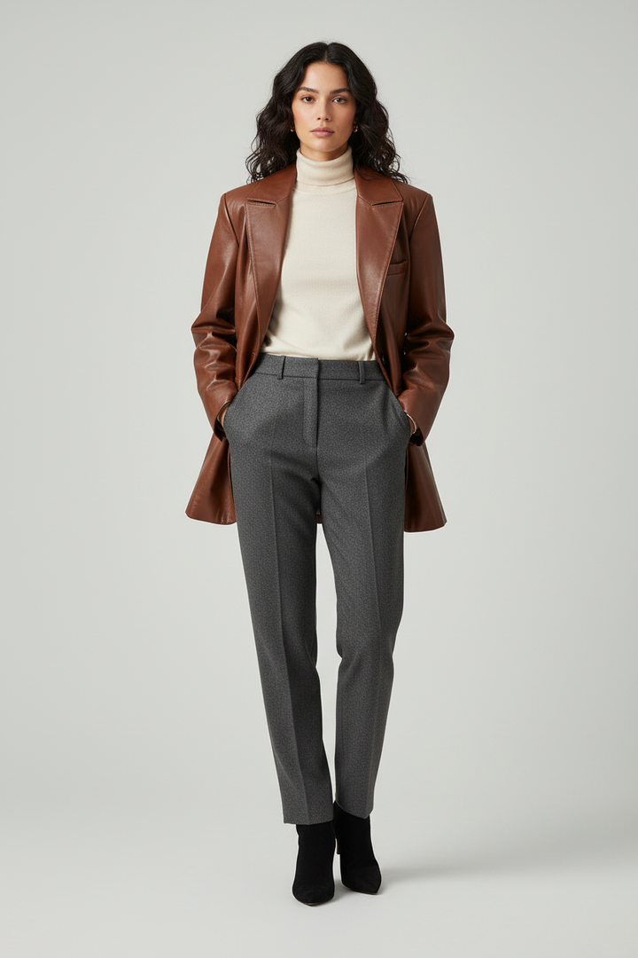 MARGOT - Vegetable-Tanned - oversized rich cognac leather blazer