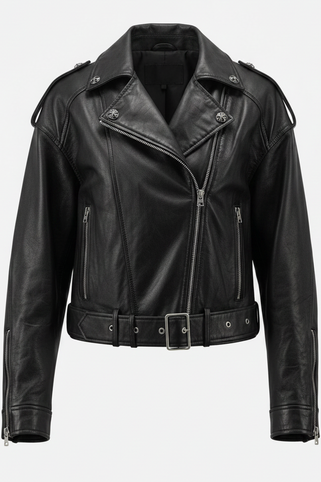 MARIANNE - MOTO LEATHER J - black leather moto jacket