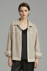 MICHELE - Hip-Length Perforated Suede Leather Jacket