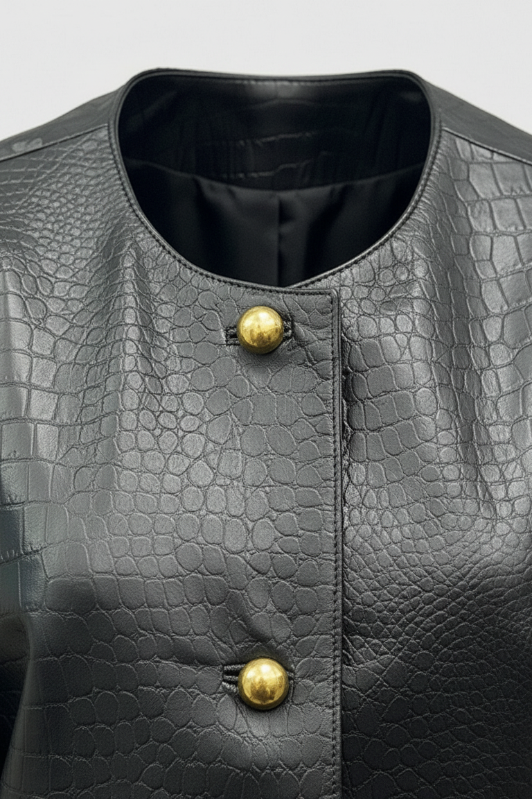 MONROE - Genuine Leather - collar, neckline, stitching, luxury texture