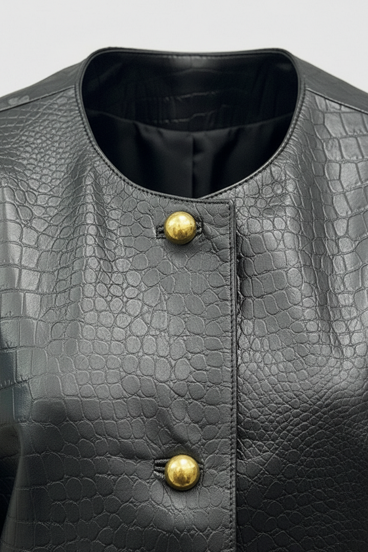 MONROE - Genuine Leather - collar, neckline, stitching, luxury texture