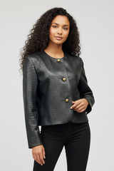 MONROE - Genuine Leather Jacket Croc-Embossed