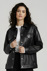 MORGAN – Cow Leather Trucker Jacket