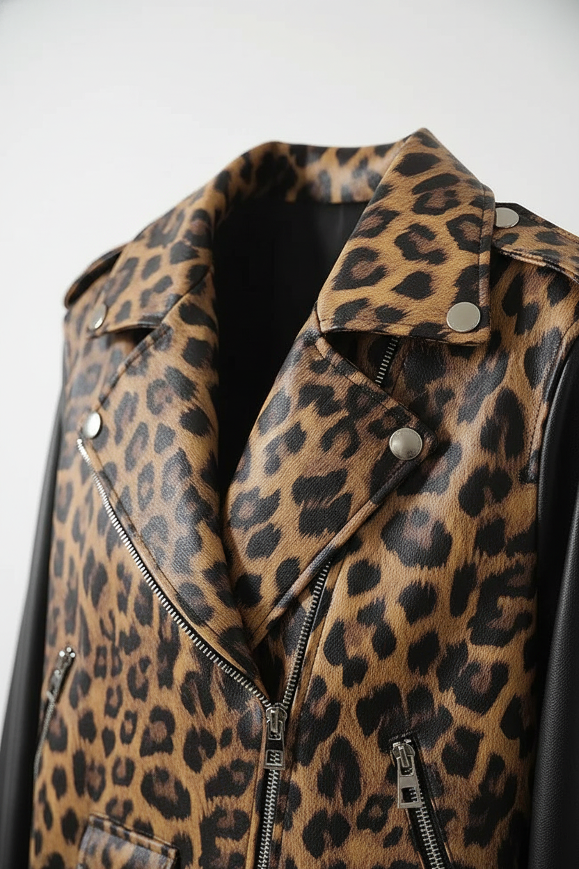 NATHALIE - CROPPED LEOPAR - detailed collar, leopard print, texture