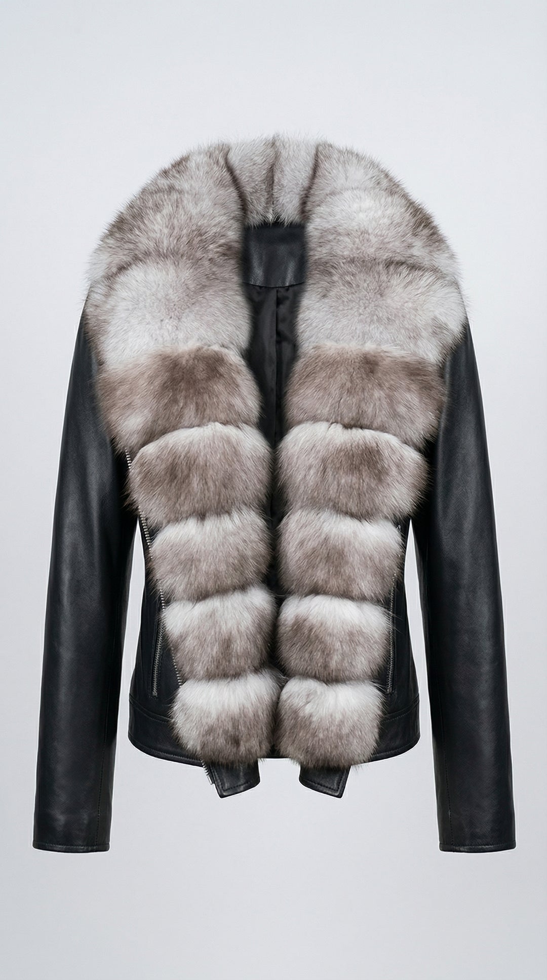 DELTA - Sable Fur Collar, detailed, collar, full fur, black leather